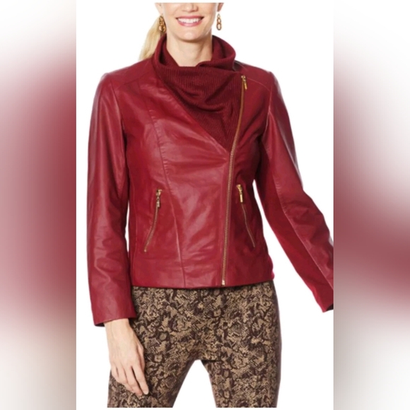 IMAN Burgundy Red Leather Jacket Plus Size 1X - Picture 11 of 11